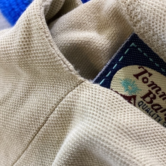 Vintage 90s Tommy Bahama Silk Blend Pique V-Neck Short Sleeve Sand S - Picture 4 of 4